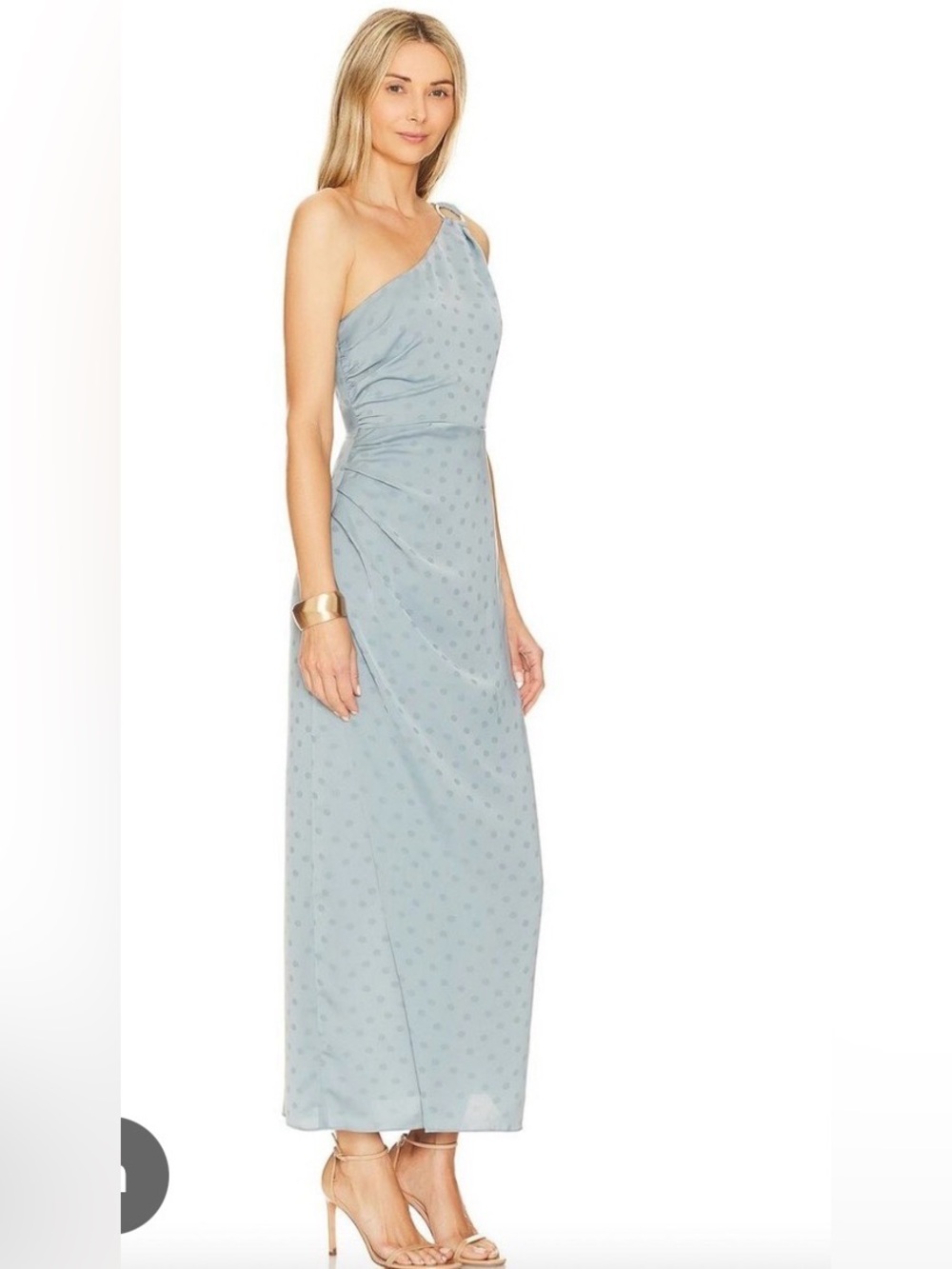 Favorite Daughter Anthropologie blue dot single table one shoulder dress 0 Xs